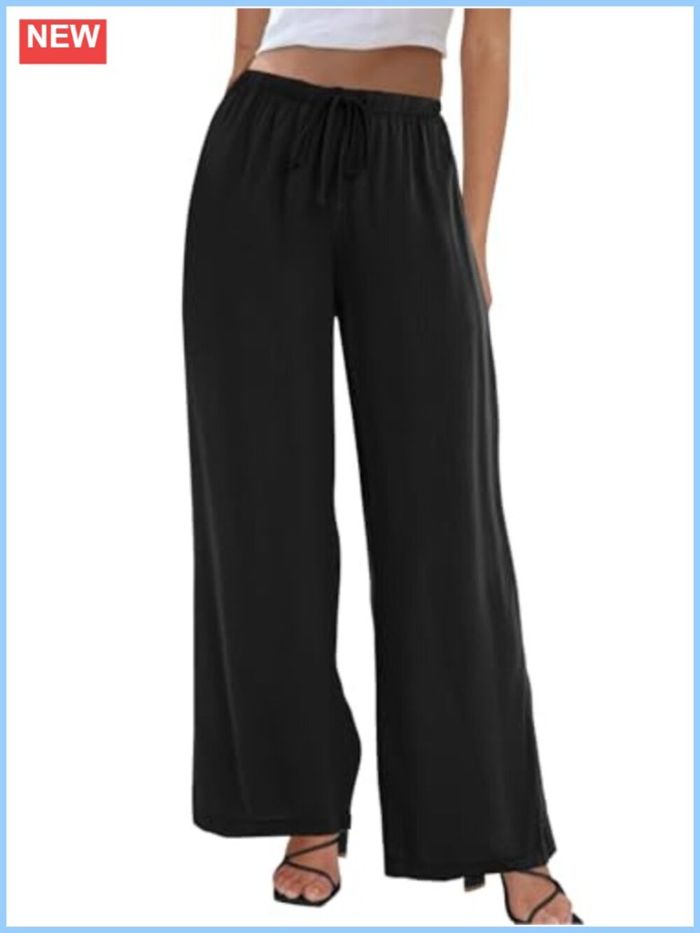 Wide Leg Palazzo Pants for Women Lightweight Rayon Elastic Waist Pockets Lounge